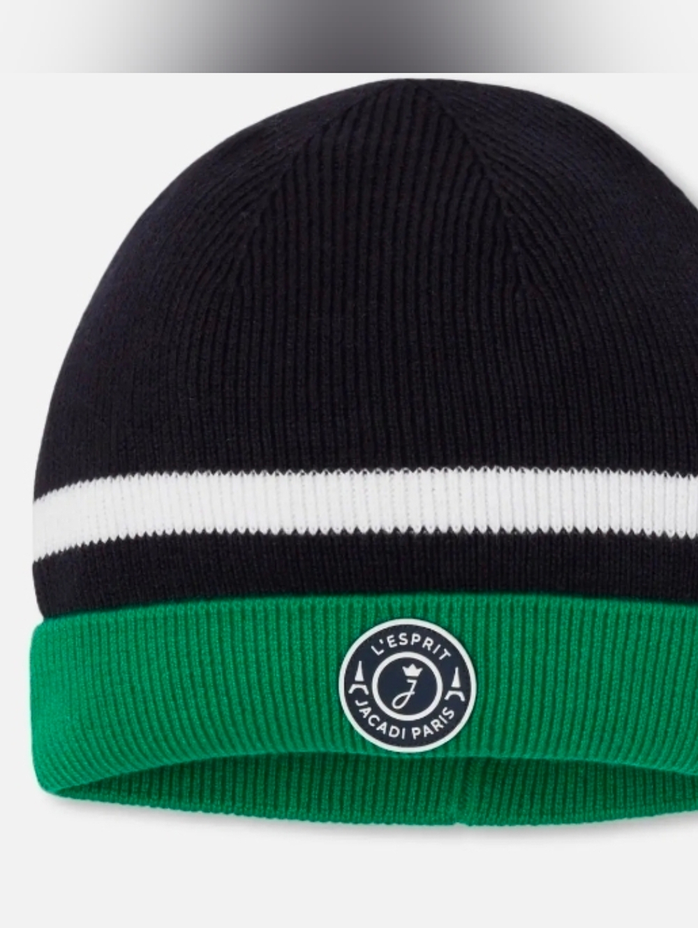 Jacadi Paris L'Esprit Striped Knit Beanie - Black, White & Green